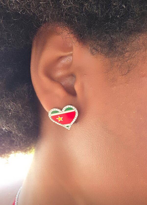 Boucles coeur strassé drapeau de la Guadeloupe