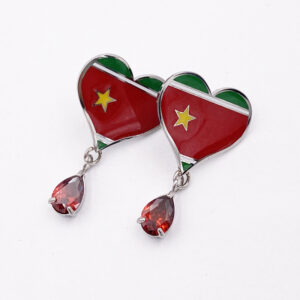 Boucles Cœur goutte rouge drapeau de la Guadeloupe