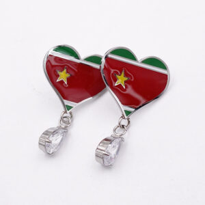 Boucles cœur drapeau Guadeloupe avec goutte transparentes