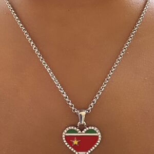 Collier Cœur strassé drapeau de la Guadeloupe