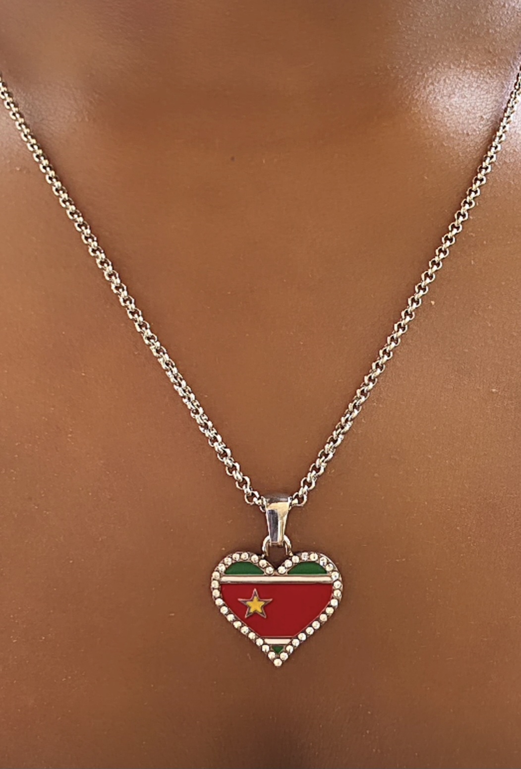 collier coeur Guadeloupe strasse