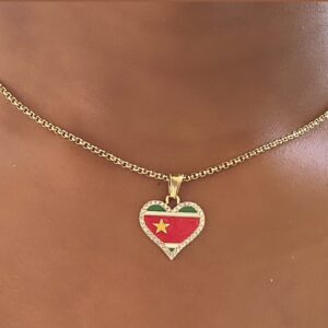 Collier Cœur strassé drapeau de la Guadeloupe