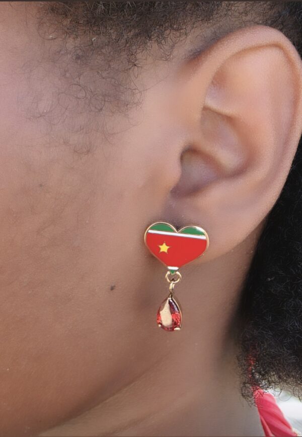 Boucles coeur drapeau de la Guadeloupe goutte rouge