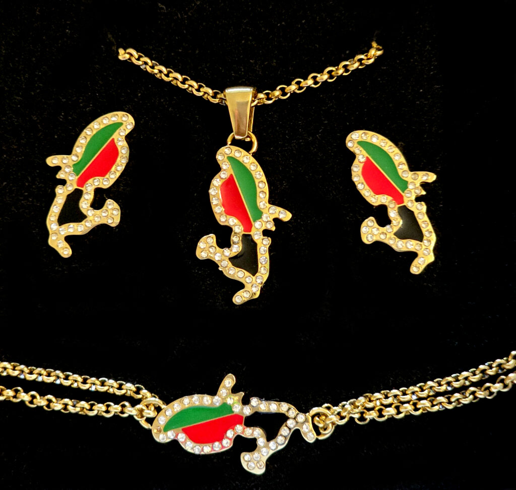 Parure carte Matinique Strassée dorée